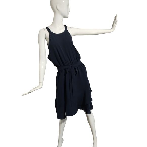 41 Hawthorn Womens XL Navy Halter Dress Asymmetrical Hem Quiet Luxury Old Money - Picture 5 of 11
